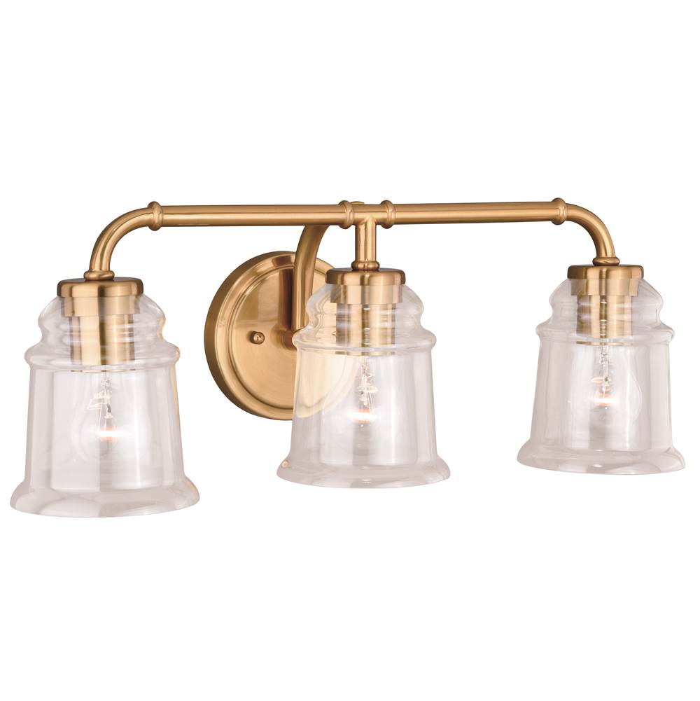 Vaxcel Toledo 3 Light Brass Industrial Jar Bathroom Vanity Fixture