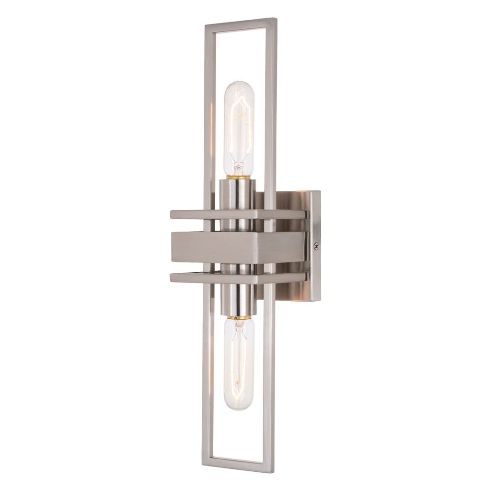 Vaxcel Marquis 2 Light Satin Nickel Contemporary Wall Sconce Up Down Lighting
