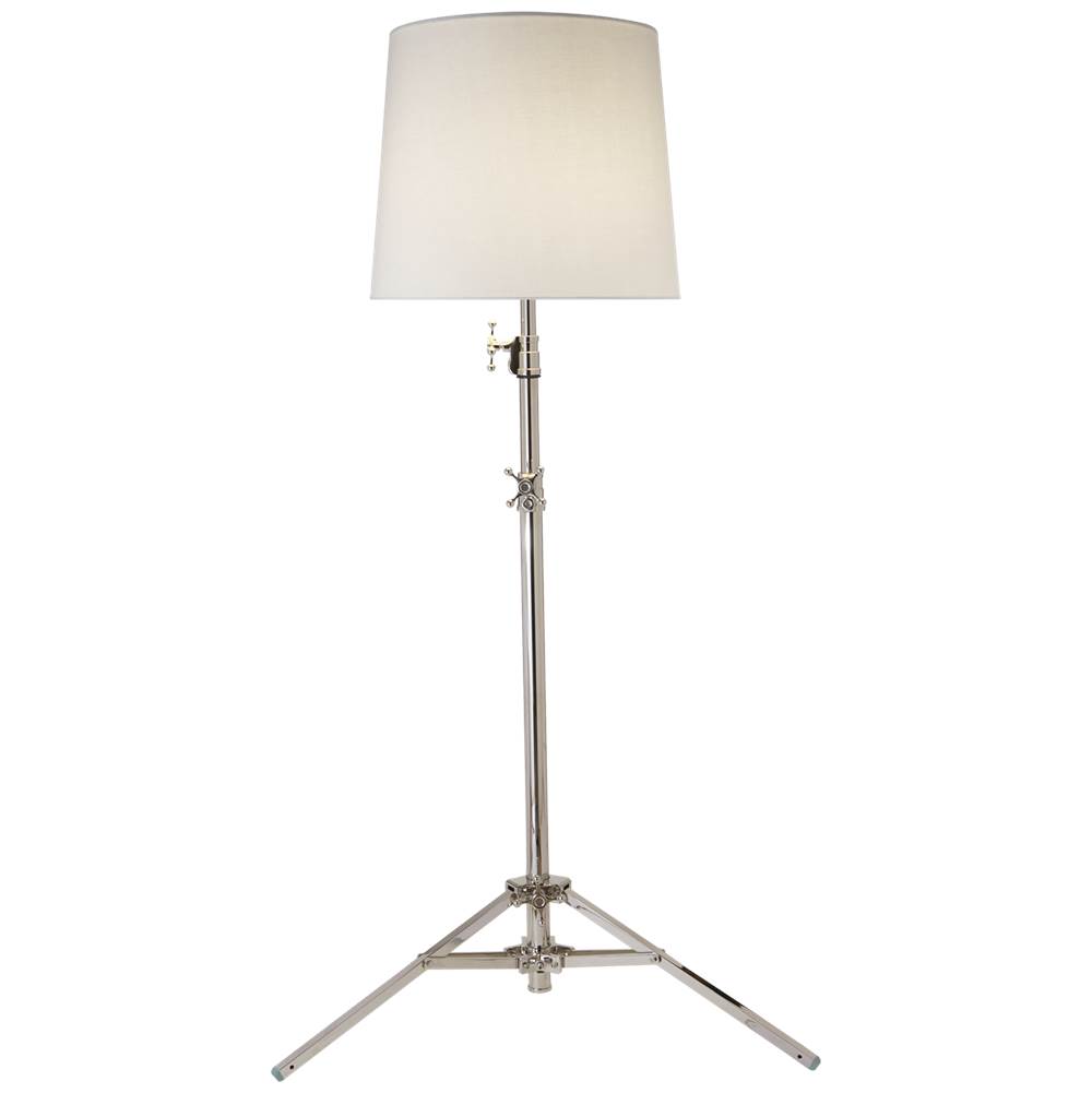 Visual Comfort Signature Collection Studio Floor Lamp in Polished Nickel with Linen Shade