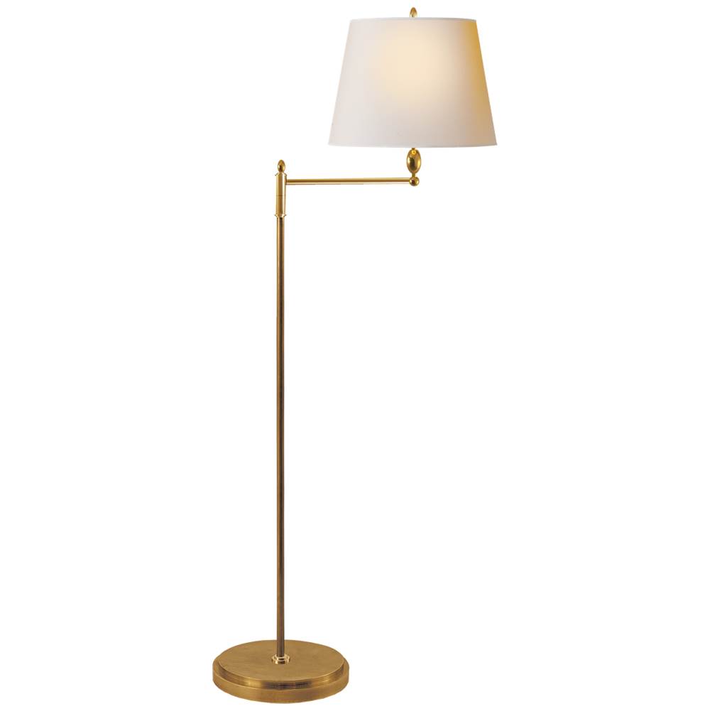 Visual Comfort Signature Collection Paulo Floor Light in Hand-Rubbed Antique Brass with Natural Paper Shade