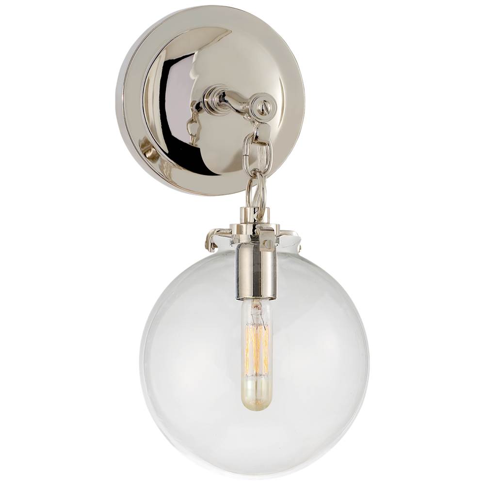 Visual Comfort Signature Collection Katie Small Globe Sconce in Polished Nickel with Clear Glass