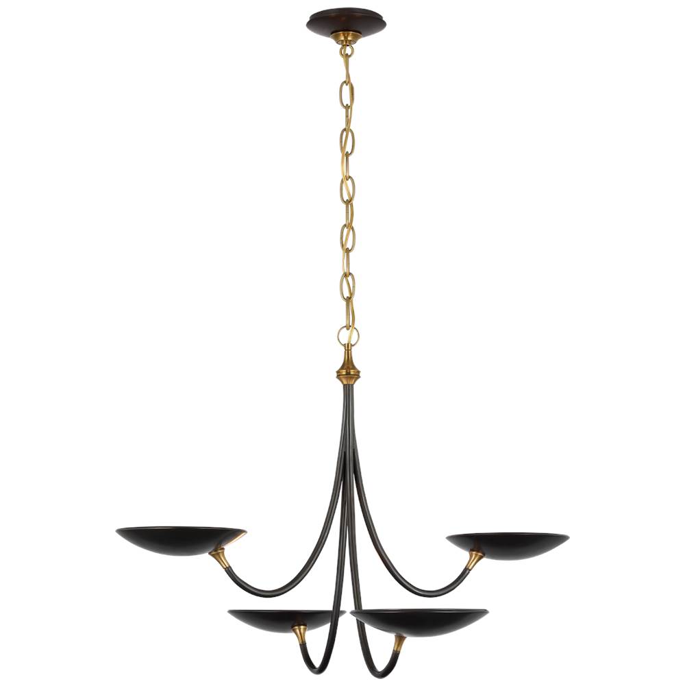 Visual Comfort Signature Collection Keira Medium Chandelier in Bronze and Hand-Rubbed Antique Brass