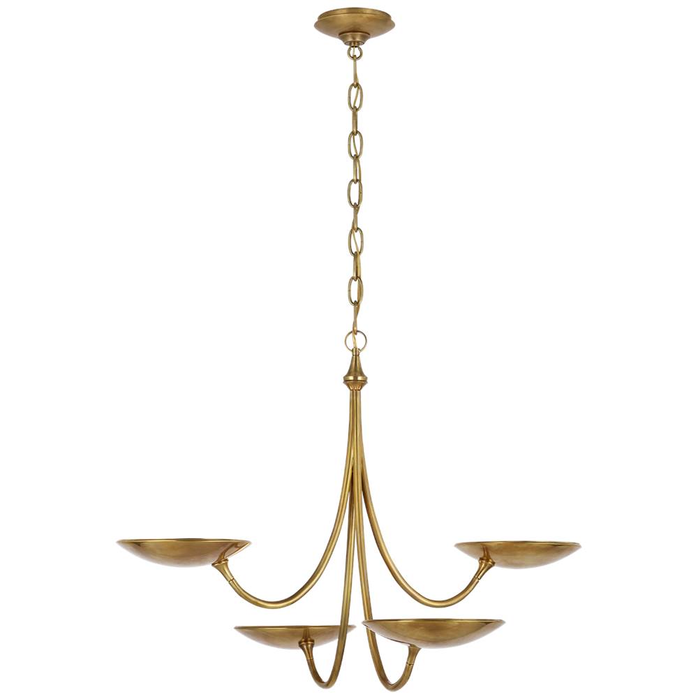 Visual Comfort Signature Collection Keira Medium Chandelier in Hand-Rubbed Antique Brass