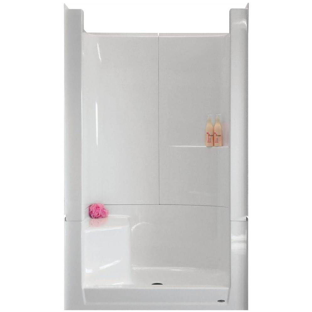 Warm Rain Shower - Right Hand Seat and Left Hand Plumbing with Grab Bars, Fold-Up Seat, Pressure Balance Valve, Hand held Shower with Slide Bar, Vacuum Breaker