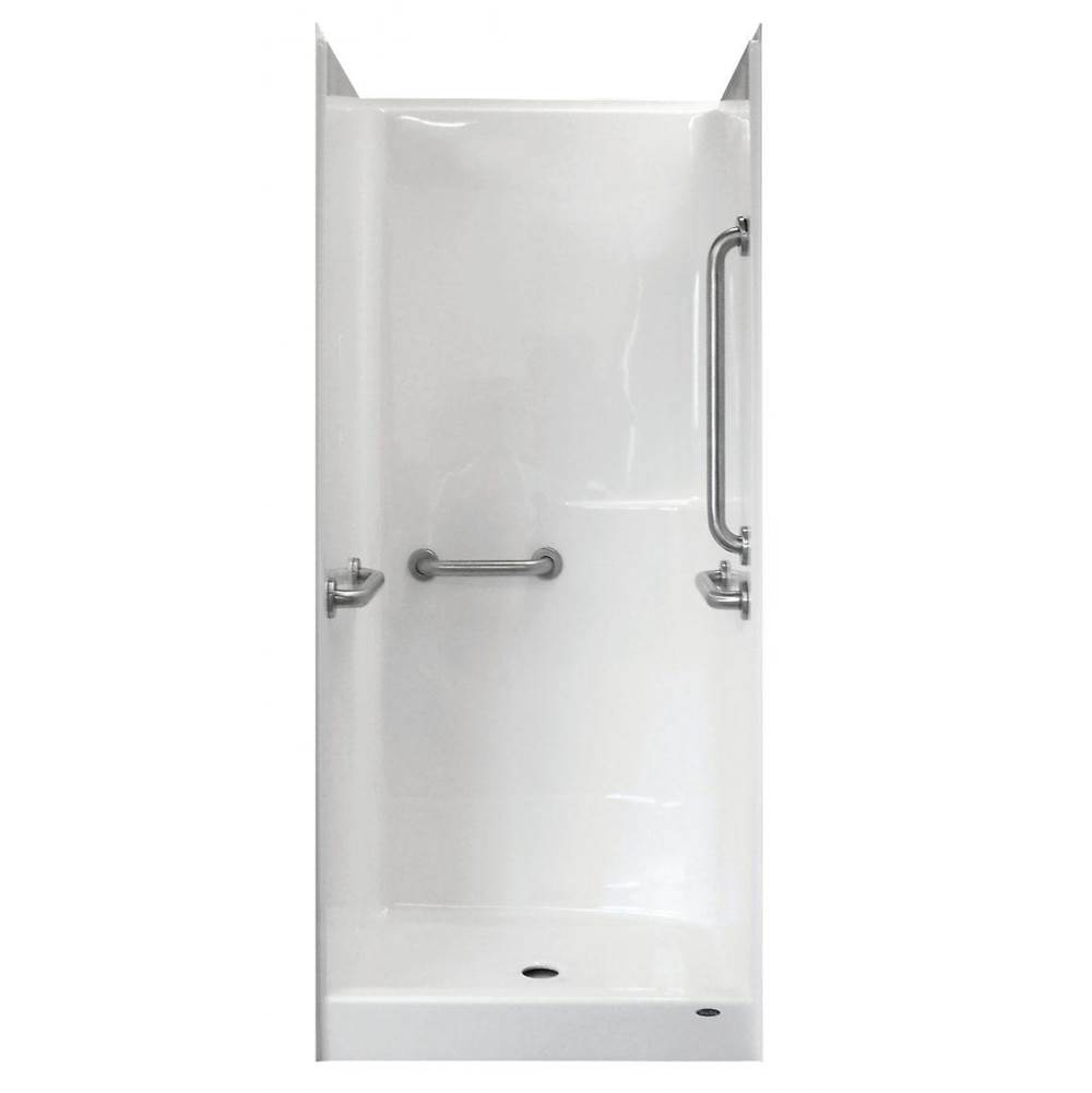 Warm Rain Shower with Grab Bars and Fold-Up Seat