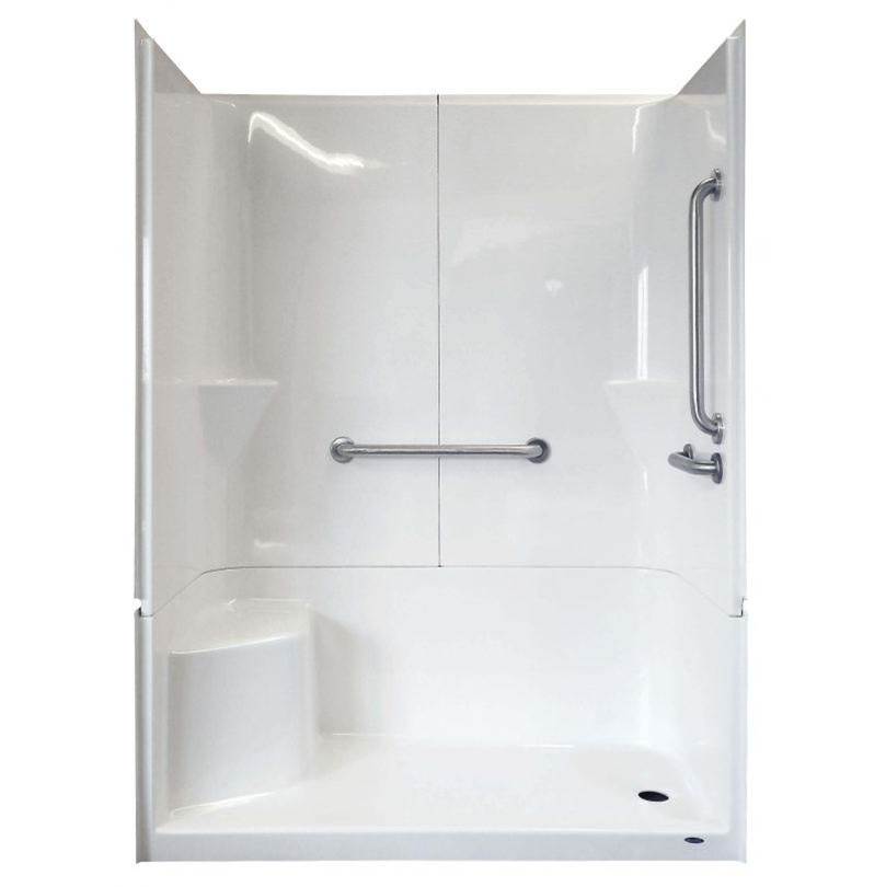 Warm Rain Shower - Left Hand Seat and Right Hand Plumbing with Grab bars