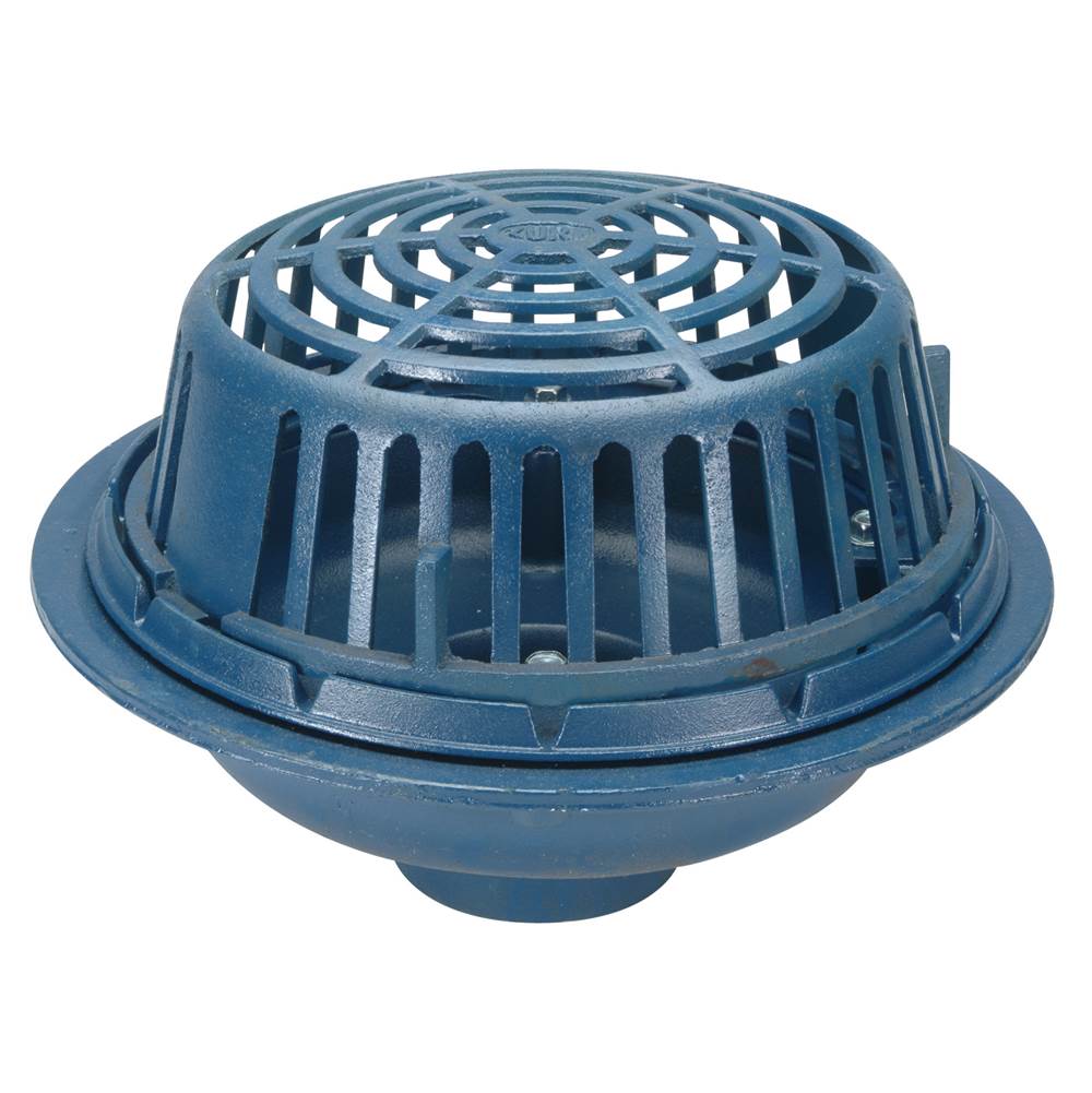 Zurn Industries Z100 15'' Diameter Roof Drain with Polydome, 3'' No-Hub Outlet and 2'' High External Water Dam