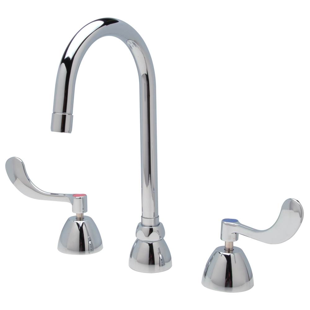 Zurn Industries AquaSpec® Widespread Gooseneck Faucet, 5 3/8'' Spout, 0.35 gpm Vandal Resistant Pressure-Comp Spray, 4'' Wrist Blades